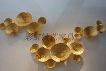  Wrought iron wall hanging Lotus lotus leaf lotus seed wall decoration Pendant wall decoration Hotel clubhouse soft background wall decoration jewelry