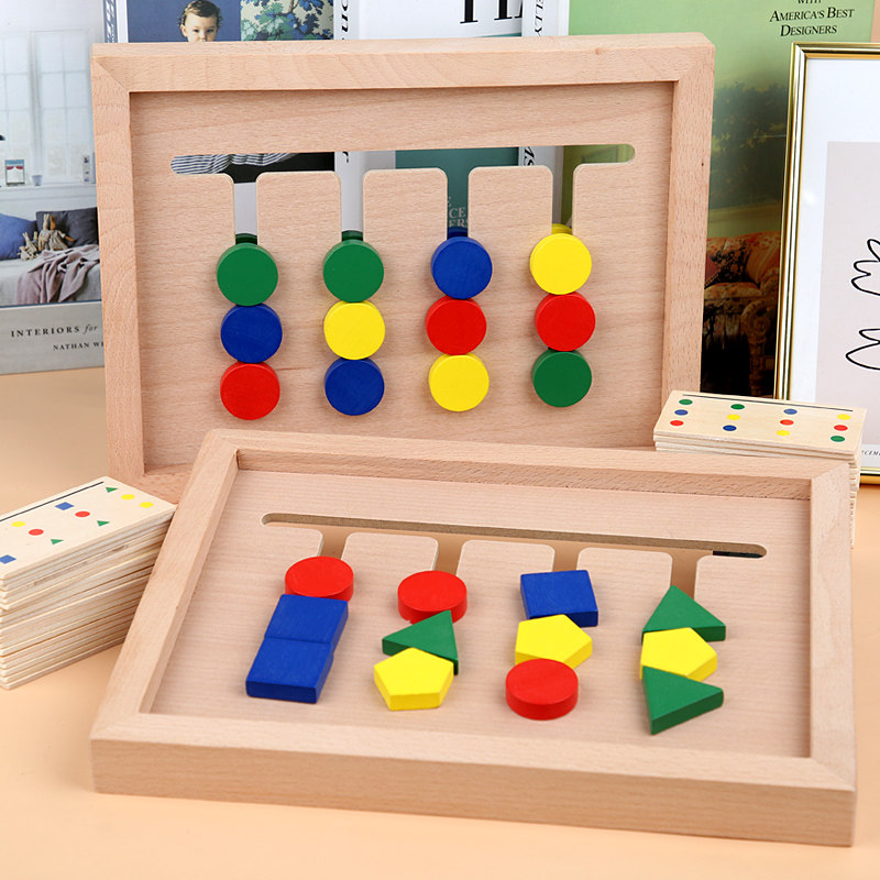 Children's logical thinking training four-color games wooden gifts parent-child interactive early education desktop games educational toys