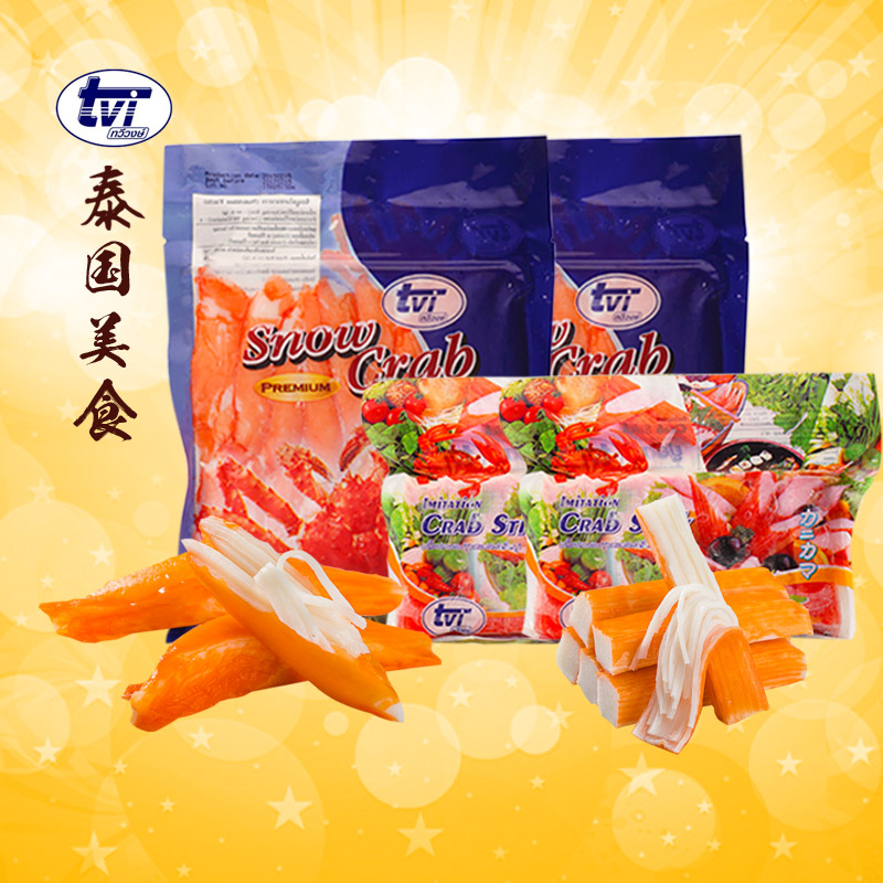 TVI Thailand imported crab meat stick snack instant snow crab leg sushi salad hand torn crab fillet simulated crab stick combination