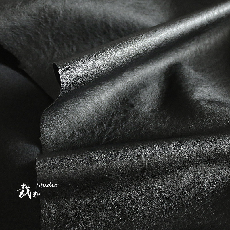Angola black matt leather texture designer fabric imported high-end jacket background pu bag fabric