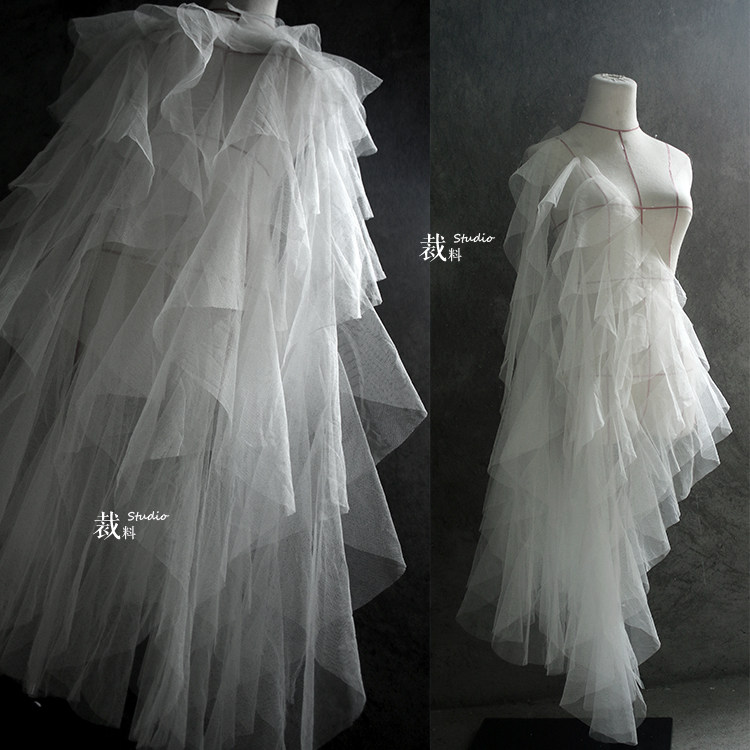 Plums Summer Solid Lotus Leaf Side Dresses Lace Accessories Fabric Mesh Yarn Half Dress Cut Clothing Designer Fabric