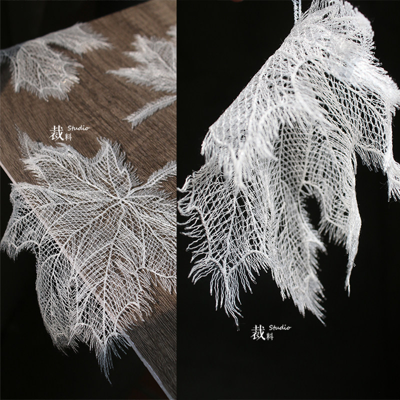 Maple Leaf Lace Hollowed-out Cloth Patch Repair Program Headwear Wedding Dress Accessories Wedding wedding decoration Artisanal Diy Material Clothing Accessories