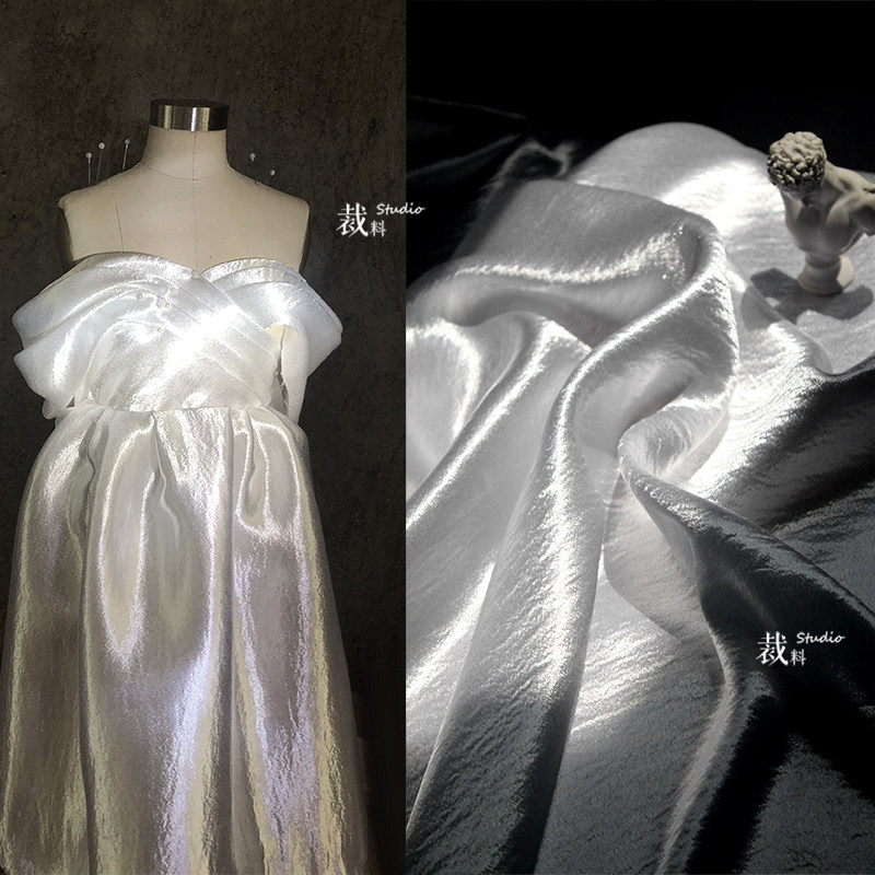 God Fairy Water Light Fabric Autumn Winter Super Bright Light Thick Silk Suede Dress Jacket Cloth Upscale Clothing Designer Fabric