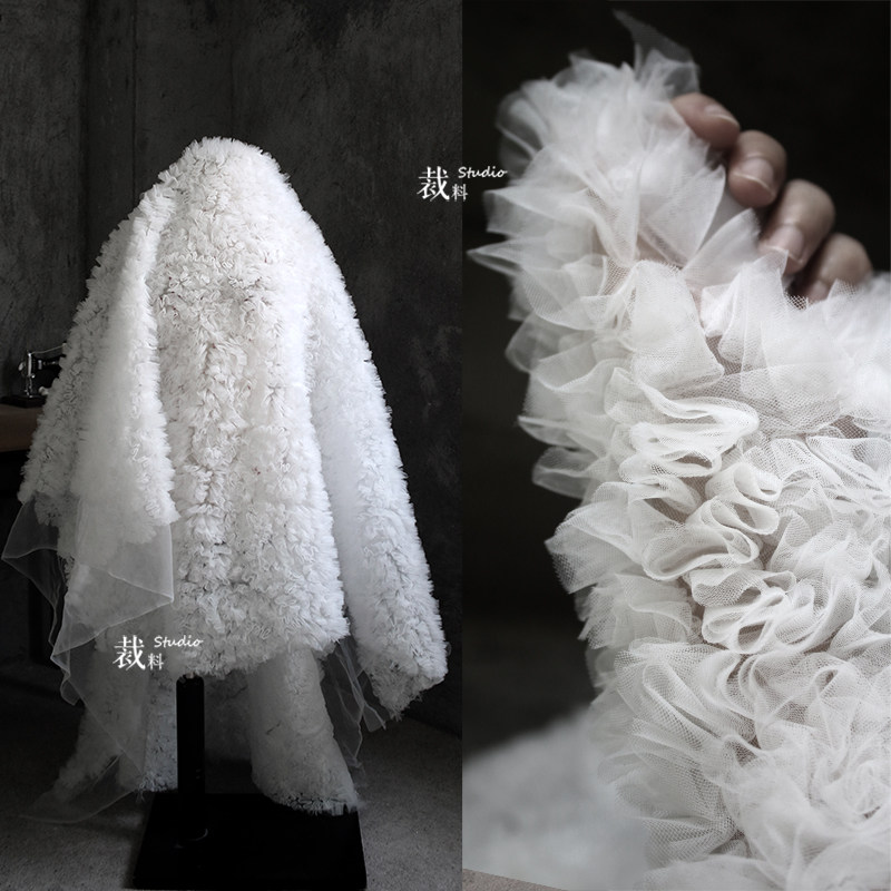 Snowman upscale stereoscopy special mesh gauze cloth micropivot dress fluffy dress Wedding Dress Designer Fabric