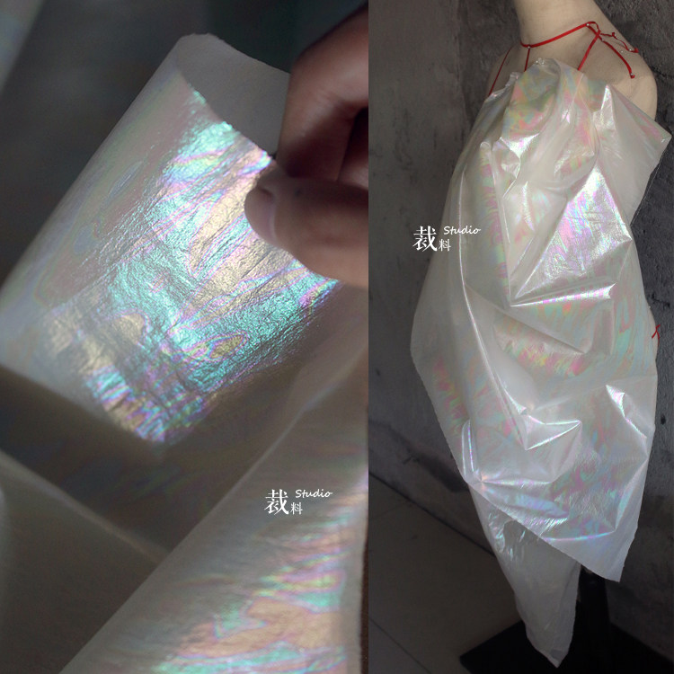 Pearl Paper Candy Laser White Symphony Gradient Fabric Smooth Tear Not Broken Paper Clothing DIY Designer Fabric