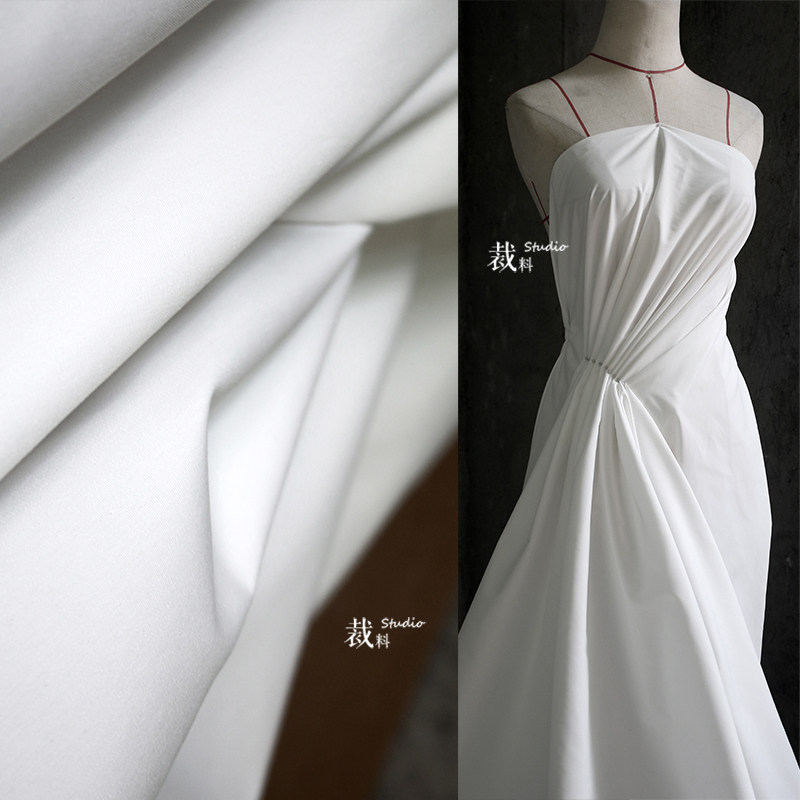 Vinegar silk cotton sweater fabric T C blend matt pure color upscale black and white outer suit pants clothing designer fabric