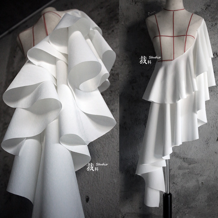 Shirt fabric polyester black and white matte twill thick dress fabric Nordic structuralist designer fabric