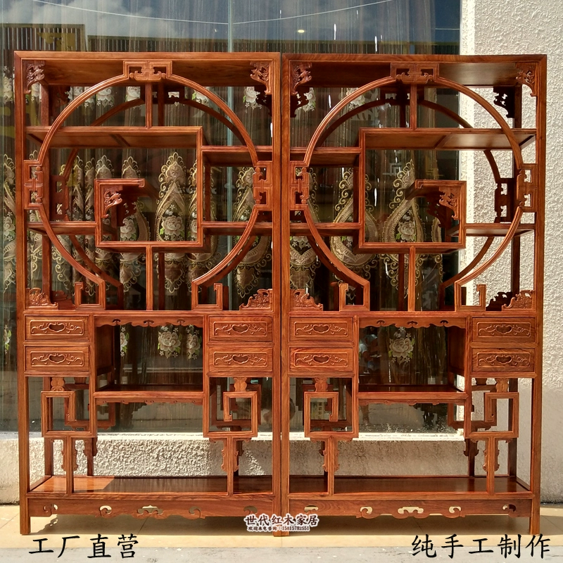 Khung gỗ gụ Bogu Gỗ hồng sắc Xiaoduobaoge Hedgehog Gỗ đàn hương đỏ Trung Quốc mới Vách ngăn Nội thất lưu trữ Tủ trưng bày Phòng khách - Kệ