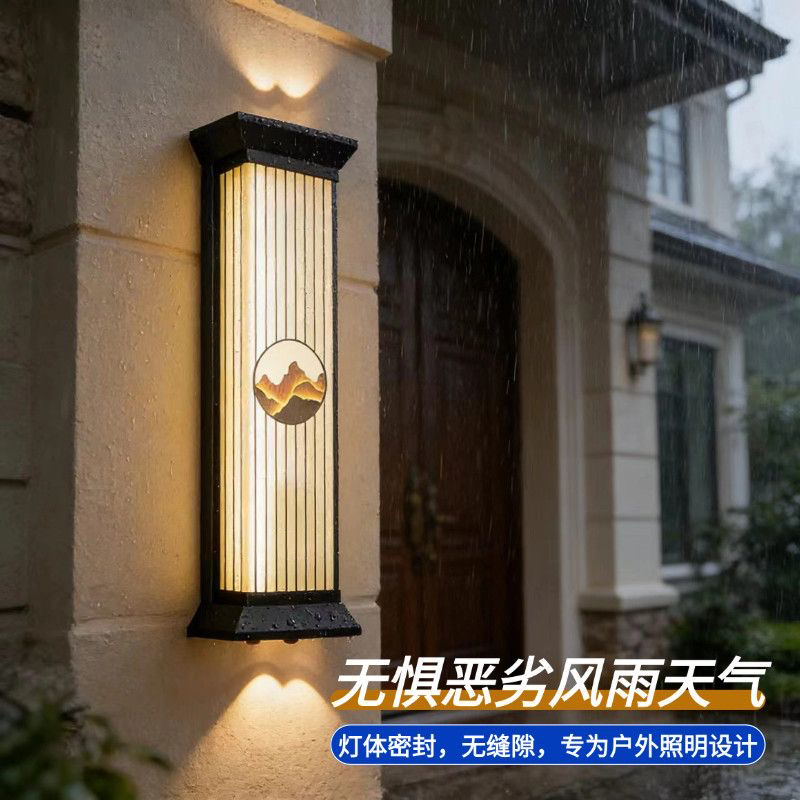 Rizhao Jinshan Spotlight with Power Connection, Outdoor Wall Lamp, Fence Lamp, Lamp on Both Sides of the Gate, Exterior Wall Lamp, Courtyard Lamp, Household Lamp