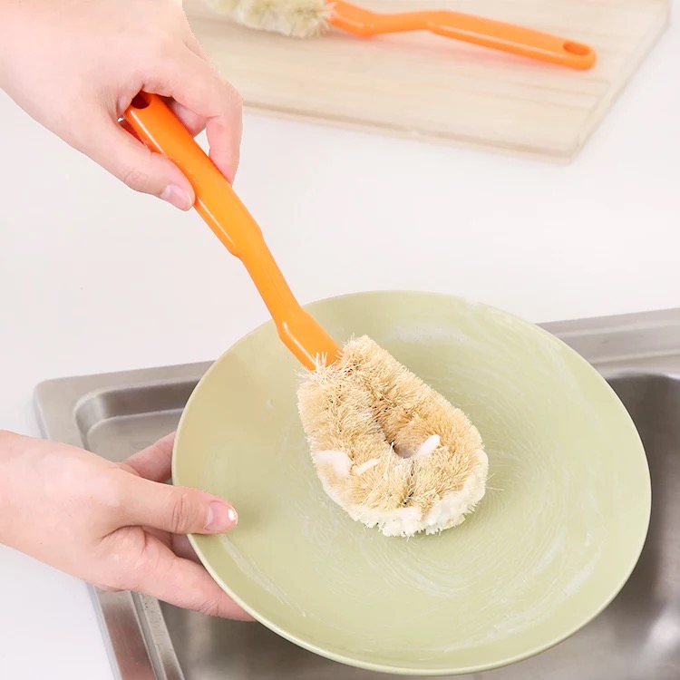 Hemp Fiber Not Stained With Oil Long Handle Wash Pan Brush Kitchen Dishwashing Oil Decontamination Cleaning Brush Sub Kitchen Brush Pan Brush