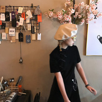 Wang Maidens shop cheongsam dress 2021 spring and summer dress new modified black purple retro skirt