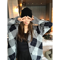 Wang Maidens Shop Lingge Sweater Jacket Autumn New Gray Design Sense Small Lazy Wind Knitted Cardigan Top