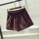 2018 quần short nhung mới của phụ nữ mùa thu đông mặc quần bốt mỏng cho sinh viên Hàn Quốc quần ống rộng quần sooc nhung
