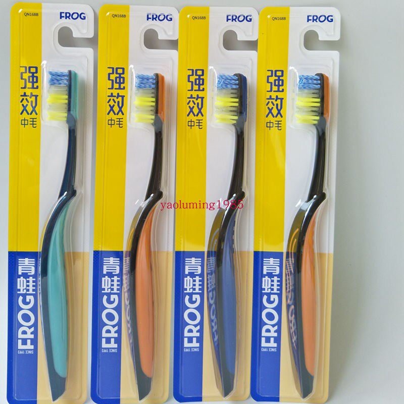 12 34 yuan frog toothbrush 168B Germany imported wave spiral bristles tongue fur medium bristles