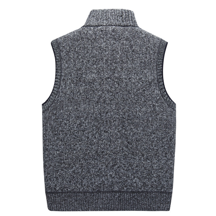 Mùa thu và mùa đông nam len nhung vest chất béo cardigan cộng với nhung ấm trung niên của nam giới dệt kim vest vest nam