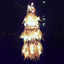 Star lantern dream catcher White feather lighting pendant Creative make up dream net wind chimes decorative interior pendant