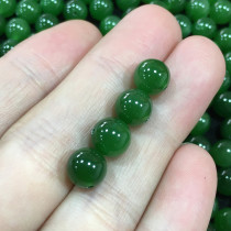 Natural Hetian Jade Hetian Jasper 8mm loose beads Russian Jasper Green 8mm small black spots scattered beads