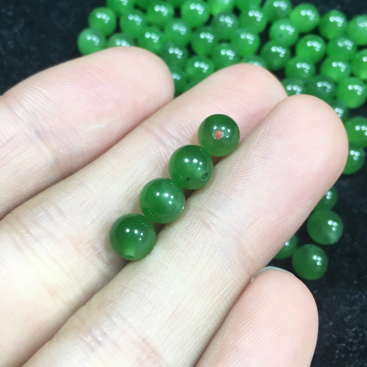 Natural and Tian jade and Tian Biyu Jade Loose Beads Russian Beyuyang Green Beyyu 6mm Loose Beads