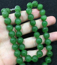 Natural Hetian Jade Hetian Jasper necklace Russian Jasper 10mm green jasper necklace small black spot necklace