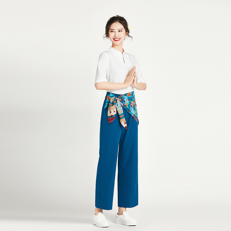 Tangyue 2022 Spring Summer New Beautician's work clothes women's foot therapy foot bath Wellness Librarium Skin Management Middle Sleeve Suit