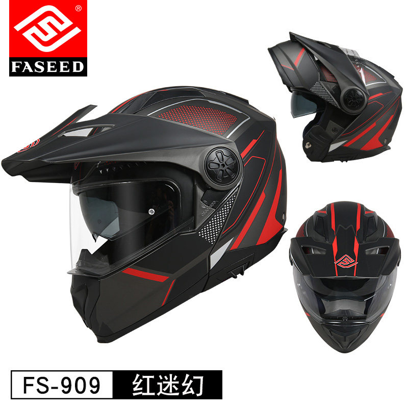 FASEED motorcycle helmet men's double lens off-road helmet uncovered full-face helmet full-coverage four-season women's motorcycle racing