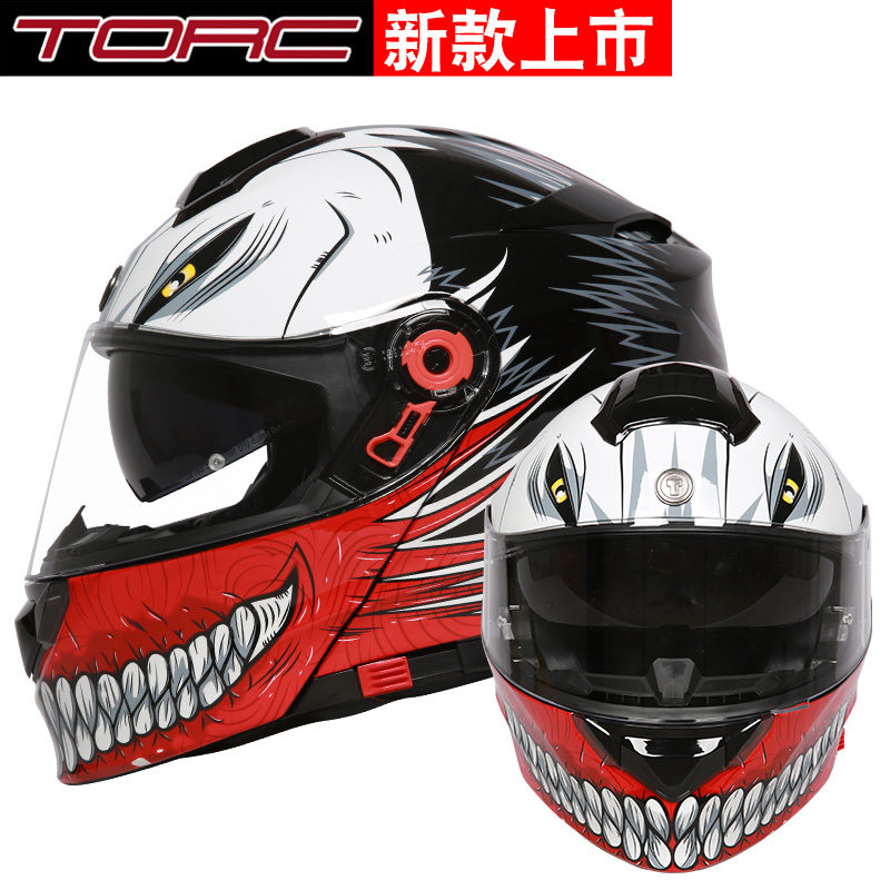 TORC helmet male motorcycle double lens uncovered helmet anti-fog full-coverage half helmet four seasons female helmet personality cool