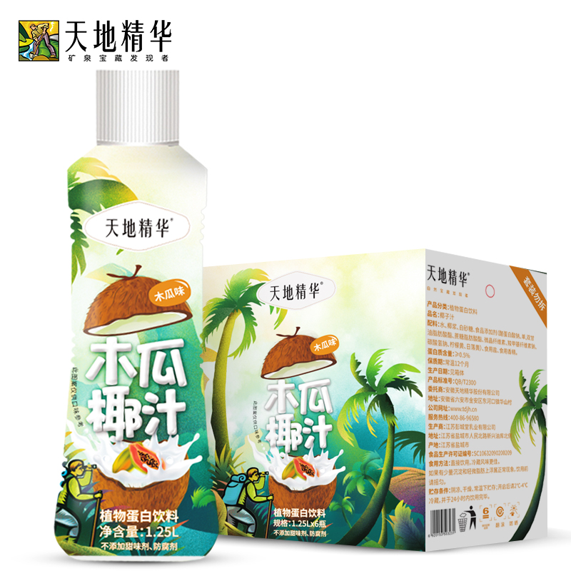 天地精华椰汁1.25L*6瓶蜜瓜味