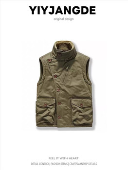 American 2025 winter navy n1 deck clothing workwear vest cotton clothes men's thickened hooded shearling vest jacket American 2025 winter navy n1 deck clothing workwear vest cotton clothes men's thickened hooded shearling vest jacket