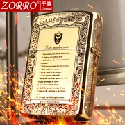 Zorro Zorro dầu hỏa nhẹ hơn sáng tạo retro thuần đồng khắc nam chiến tranh thế giới thứ hai Mỹ băng và lửa - Bật lửa