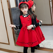 Girl dress autumn new little girl woolen vest two-piece Childrens skirt autumn princess dress suit