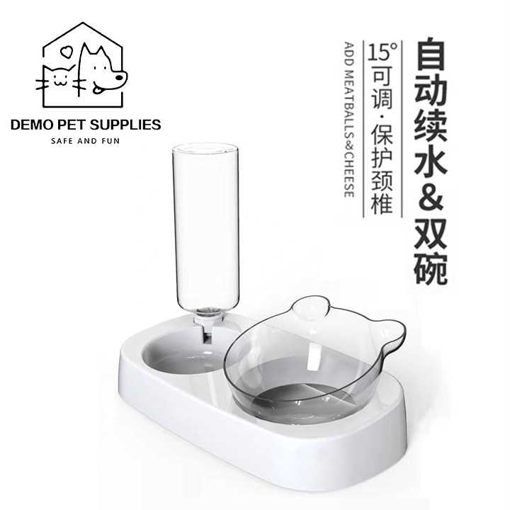 Cat bowls double bowl automatic drinking water dog bowl dog bowl anti-roll over wet mouth Puppy water bowl Cat Food Basin Pet Supplies