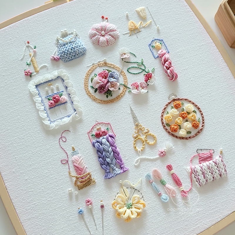刺繍ツールキット 手作り DIY 刺繍材料パッケージ 刺繍練習キット ツール 大人 暇つぶし