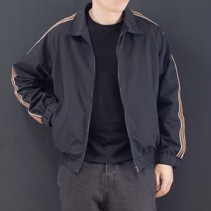 Spring and Autumn Thin Jacket for Men, Japanese Retro Baseball Jacket with a Turn-Down Collar, Casual Outdoor Stylish Sports Jacket