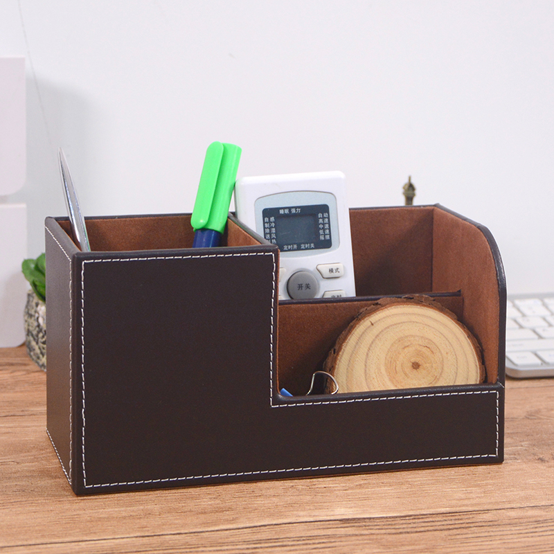 Leather PU Pen Holder Leather Desktop Storage Box Hotel Supplies Office Business Pen Holder Business Card Case Simple