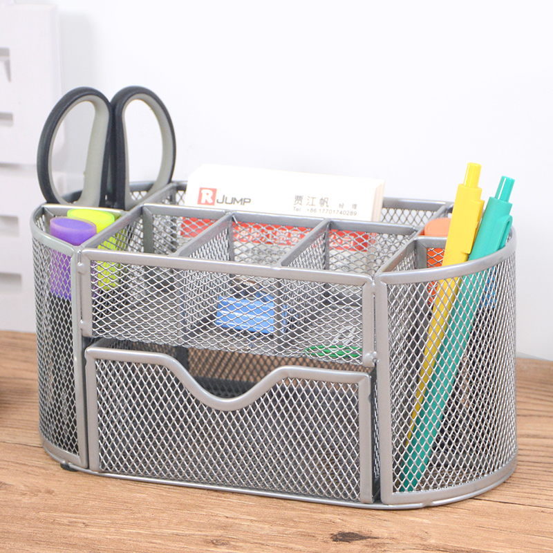 Desktop Containing Iron Art Pen Holder Miscellaneous Box Metal Stationery Containing Box Tabletop Debris Cartridges Drawer 9-g pen holder