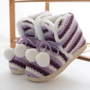 Dép cotton nữ mùa đông với giày dày tháng ấm áp sau sinh cộng với giày nhung trong nhà mùa thu và mùa đông giày đế dày có đế dày