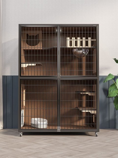 cat cage ຄົວເຮືອນໄມ້ແຂງຕູ້ cat waterproof cattery ຫ້ອງ cat indoor ຊ່ອງຂະຫນາດໃຫຍ່ພິເສດ cat villa ຟຸ່ມເຟືອຍຂະຫນາດໃຫຍ່ cat