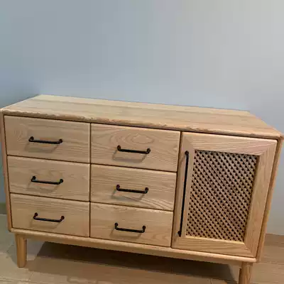 Guangzhou whole house custom log customization Nordic color storage five-seven bucket cabinet storage ash wood solid wood handle customization