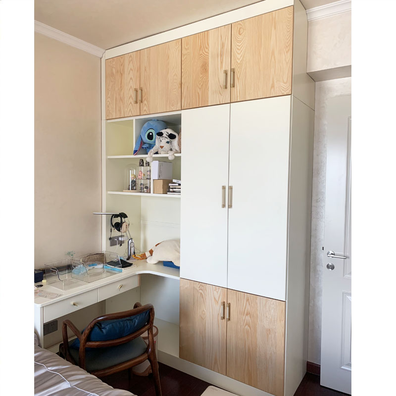 White Wax Wood Full Real Log Full House Custom Wardrobe Furniture Furniture Minimalist Modern Wind Board Door Light Lavish Bedroom Overall Customisation