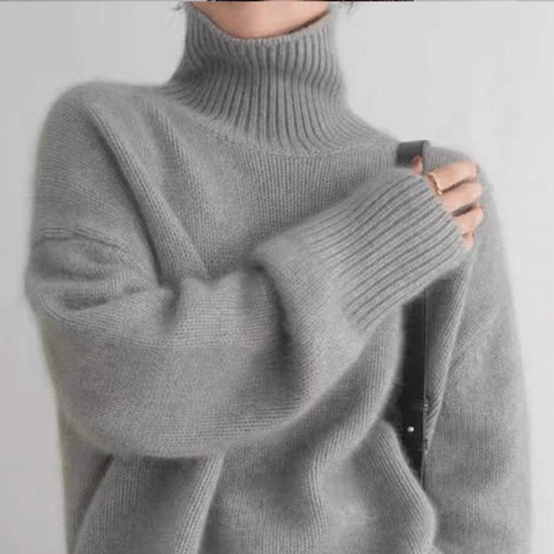 2026 New Popular Autumn and Winter Gray Turtleneck Wool Sweater for Women, Thickened Wool Knitwear, Lazy Style Knit Top for Layering