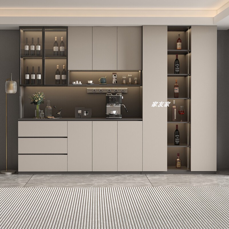 Foshan Solid Wood Sideboard and Wine Cabinet Integrated Against the Wall, Modern Minimalist Living Room Storage Cabinet, Dining Room Tea Cabinet, Storage Cabinet Foshan Solid Wood Sideboard and Wine Cabinet Integrated Against the Wall, Modern Minimalist Living Room Storage Cabinet, Dining Room Tea Cabinet, Storage Cabinet