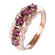 Natural purple tooth black garnet row ring s925 sterling silver plated 18k rose gold purple garnet ring for women