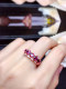 Natural purple tooth black garnet row ring s925 sterling silver plated 18k rose gold purple garnet ring for women