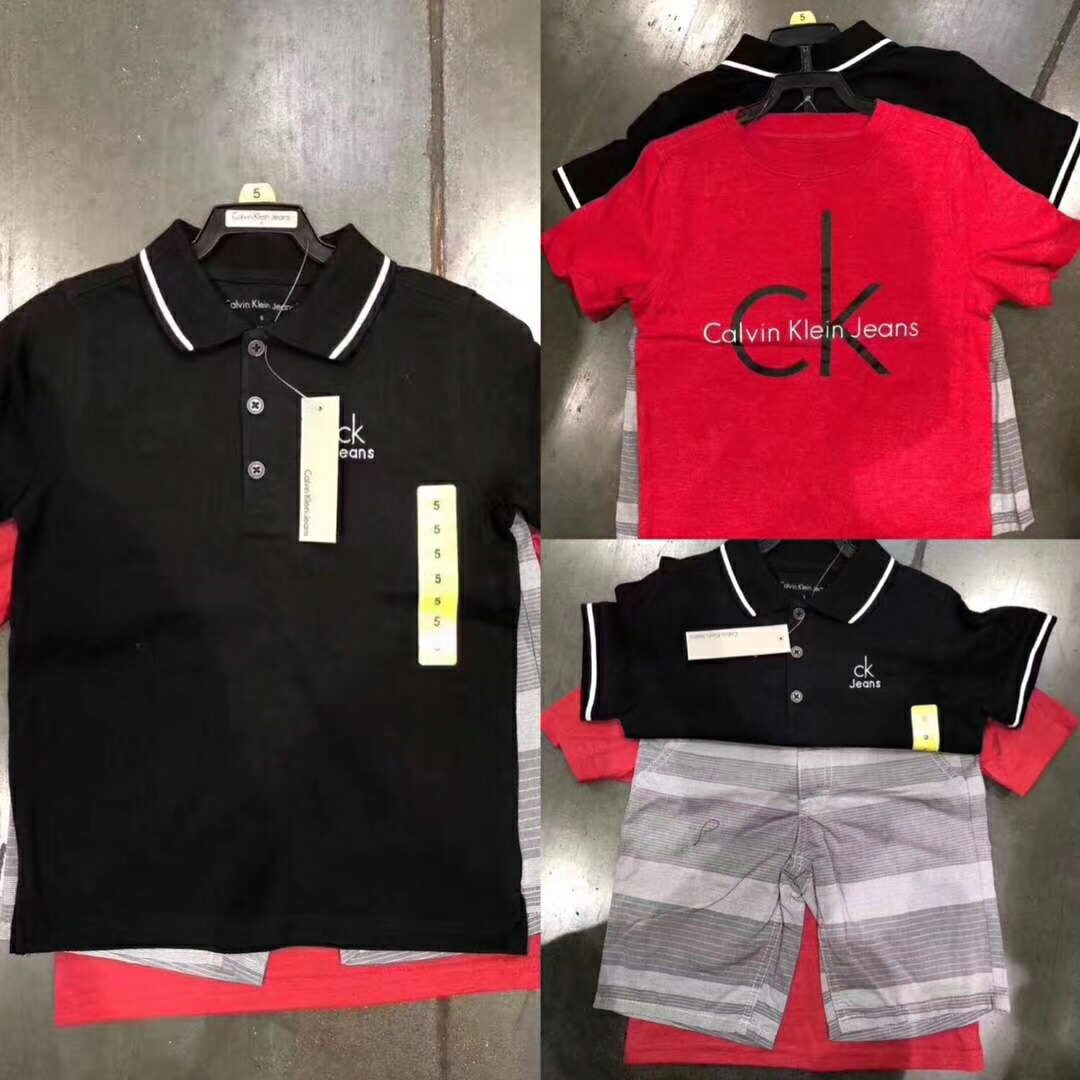 U.S. direct mail C home children's clothing suit boys and girls short-sleeved T-shirt shorts three-piece set