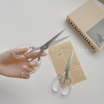 ins Wind transparent handle small scissors home daily stainless steel stationery scissors student scissors