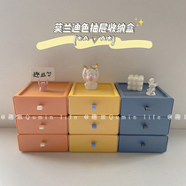 South Korea Morandi color desktop storage artifact multi-layer drawer rack large capacity cosmetics storage cabinet