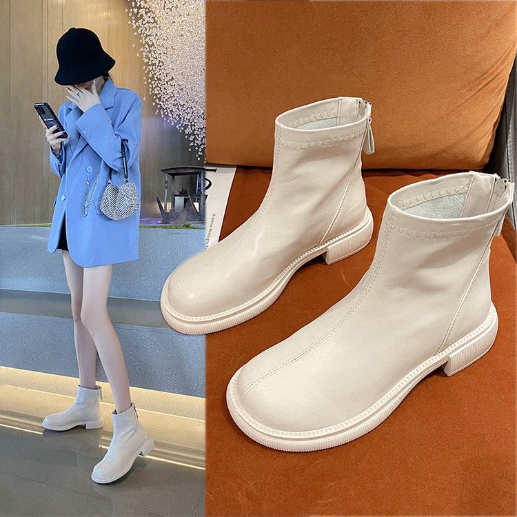 Women's Short Boots 2026 New French British Style Martin Boots Spring and Autumn Single Boots Off-White Chelsea Slim Boots Bare Boots Women's Short Boots 2026 New French British Style Martin Boots Spring and Autumn Single Boots Off-White Chelsea Slim Boots Bare Boots