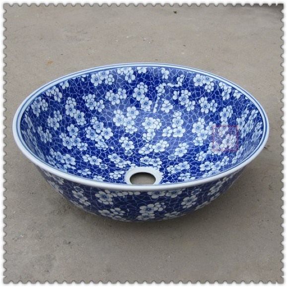 Supervalues Recommended Jingdezhen Ceramics Ware Green Flowers Bathroom Terrace Basin Washbasin Wash Basin Ice Plum Art Bowl
