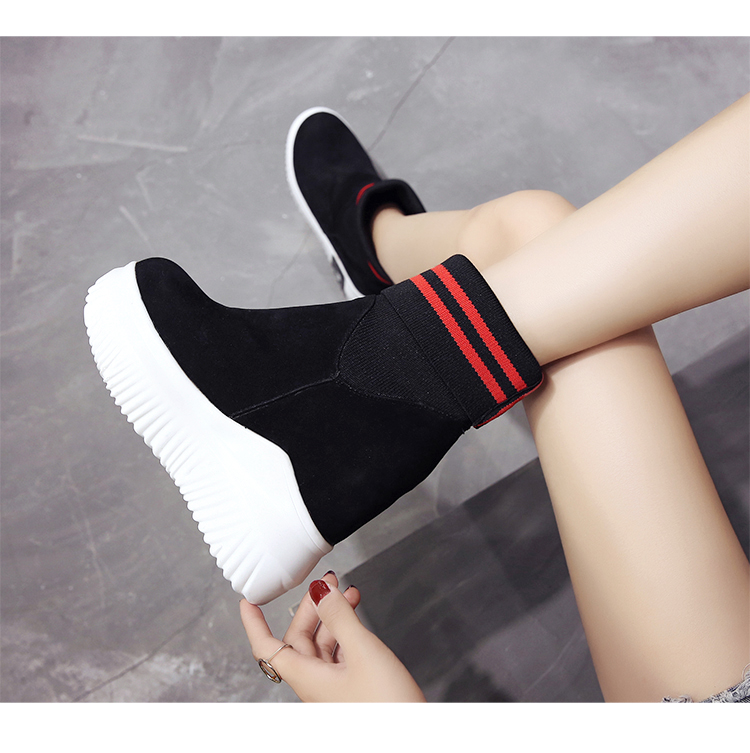 Giày cao cổ đế xuồng cao cổ đế xuồng trẻ em mùa thu 2018 mới giày boot nữ đẹp hàng hiệu