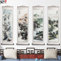  Spring summer autumn and winter quadruple painting New Chinese flowers and birds Neoclassical porch decoration painting living room vertical hanging painting rice paper scroll